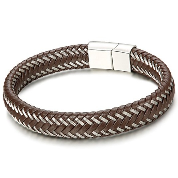 New Stylish Men Braided Leather Bracelet Bangle - Picture 2 of 5
